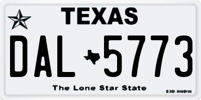 TX license plate DAL5773