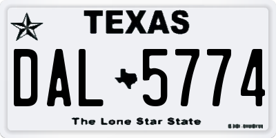 TX license plate DAL5774