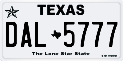 TX license plate DAL5777