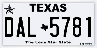 TX license plate DAL5781
