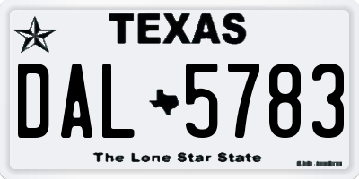 TX license plate DAL5783