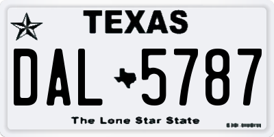 TX license plate DAL5787