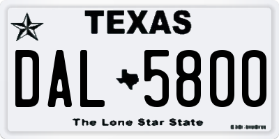 TX license plate DAL5800