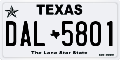 TX license plate DAL5801