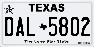 TX license plate DAL5802