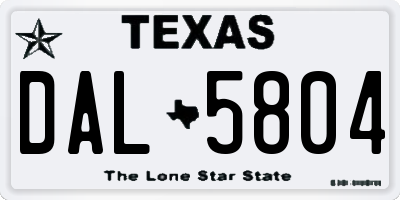 TX license plate DAL5804