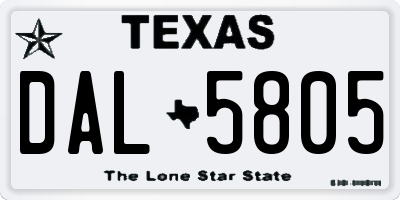 TX license plate DAL5805