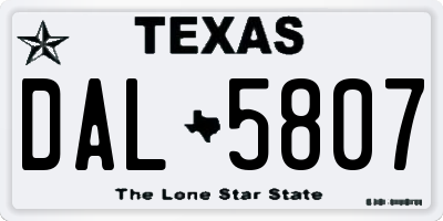 TX license plate DAL5807