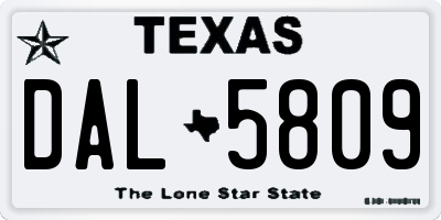 TX license plate DAL5809