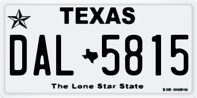 TX license plate DAL5815