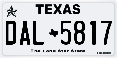 TX license plate DAL5817