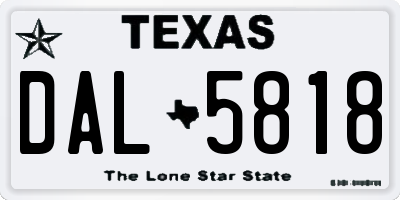 TX license plate DAL5818