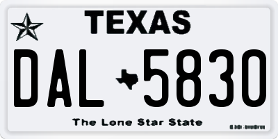 TX license plate DAL5830