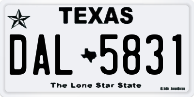 TX license plate DAL5831