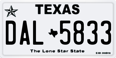 TX license plate DAL5833
