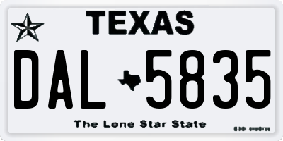 TX license plate DAL5835