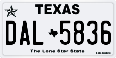TX license plate DAL5836