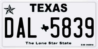 TX license plate DAL5839