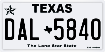 TX license plate DAL5840