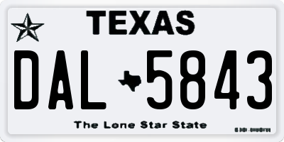 TX license plate DAL5843