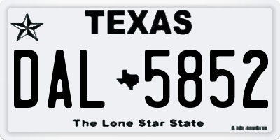 TX license plate DAL5852