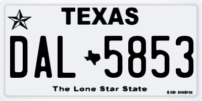 TX license plate DAL5853