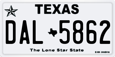 TX license plate DAL5862