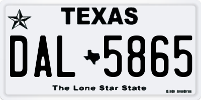 TX license plate DAL5865