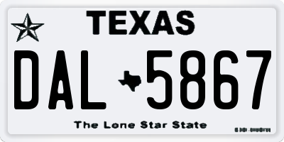 TX license plate DAL5867