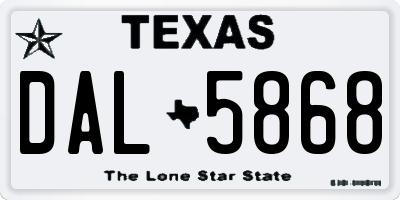 TX license plate DAL5868