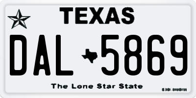 TX license plate DAL5869