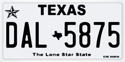 TX license plate DAL5875
