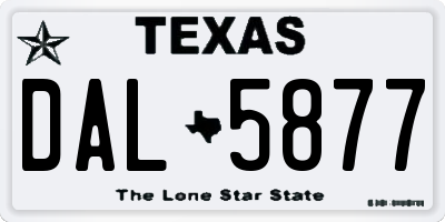 TX license plate DAL5877