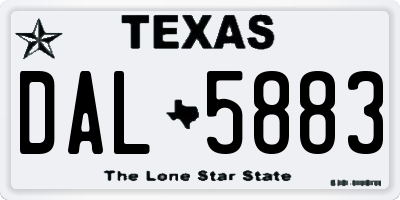 TX license plate DAL5883
