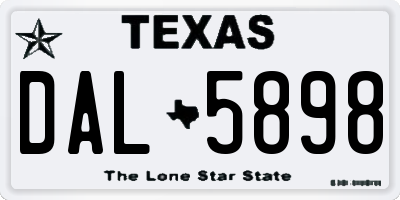 TX license plate DAL5898
