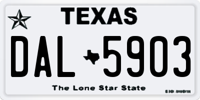 TX license plate DAL5903