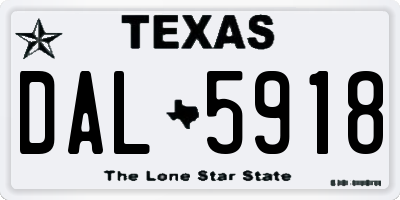 TX license plate DAL5918