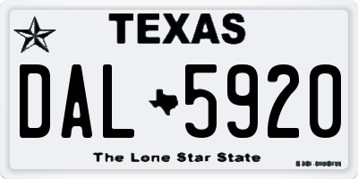 TX license plate DAL5920