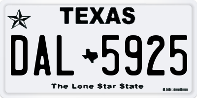 TX license plate DAL5925