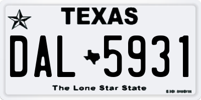 TX license plate DAL5931