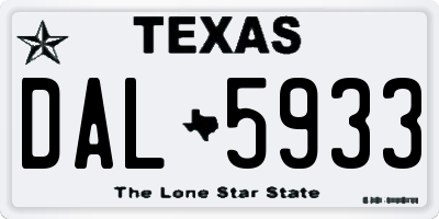 TX license plate DAL5933