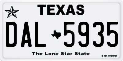 TX license plate DAL5935