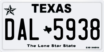 TX license plate DAL5938