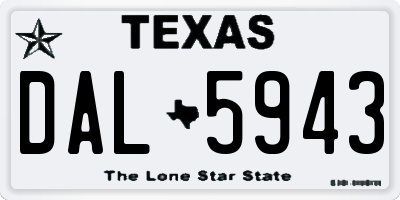 TX license plate DAL5943