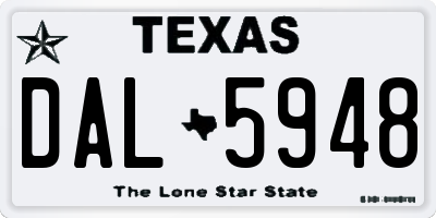 TX license plate DAL5948