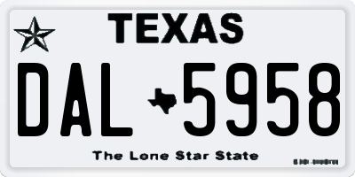 TX license plate DAL5958