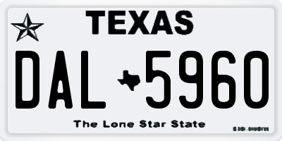 TX license plate DAL5960