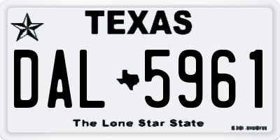 TX license plate DAL5961