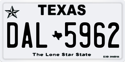 TX license plate DAL5962