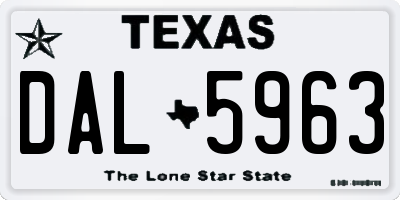 TX license plate DAL5963